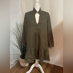 Tuckernuck linen Olive Green Women's Dress